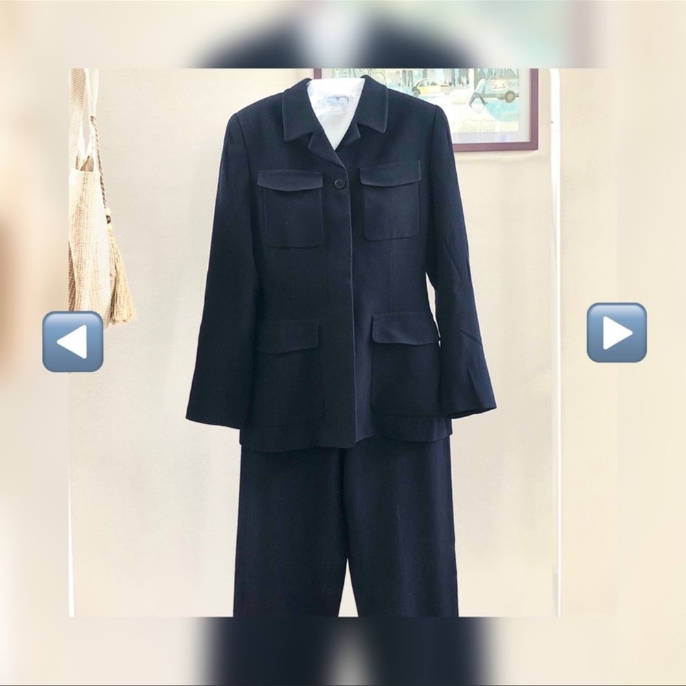 Adolfo Dominguez wool blazer Navy sz 6 - Picture 2 of 13